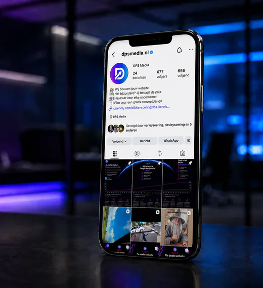 Het Instagram-profiel van DPS Media op een telefoon