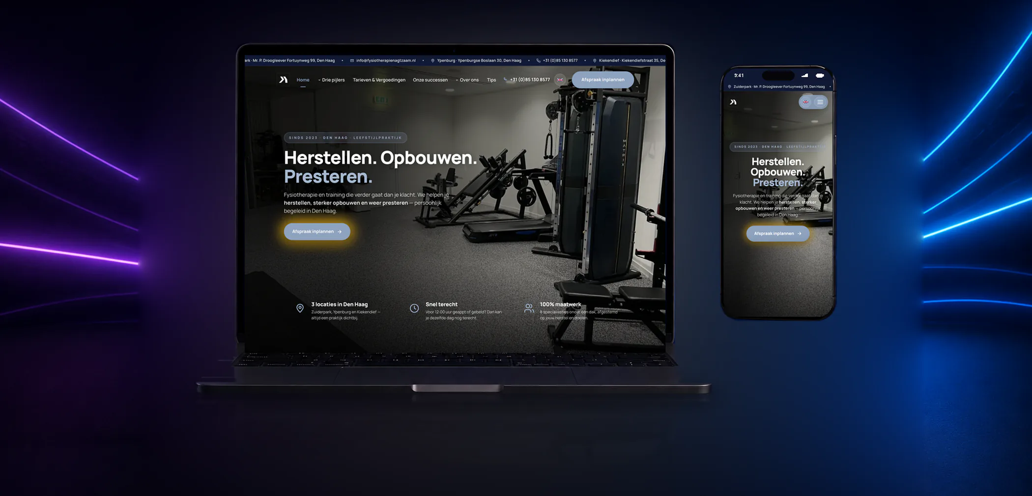 Nieuwe website van Fysiotherapie Nagtzaam op laptop en telefoon