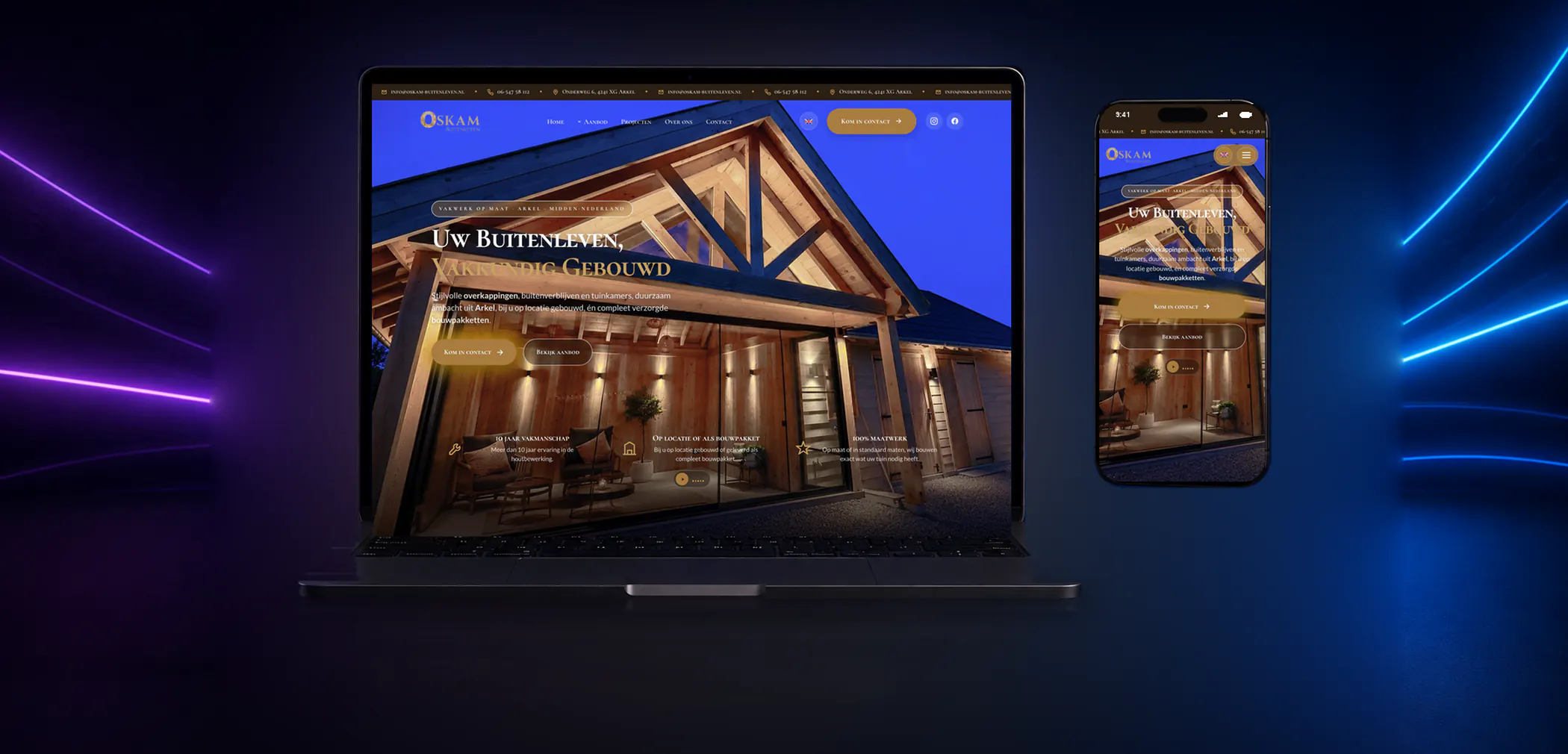 Nieuwe website van Oskam Buitenleven op laptop en telefoon