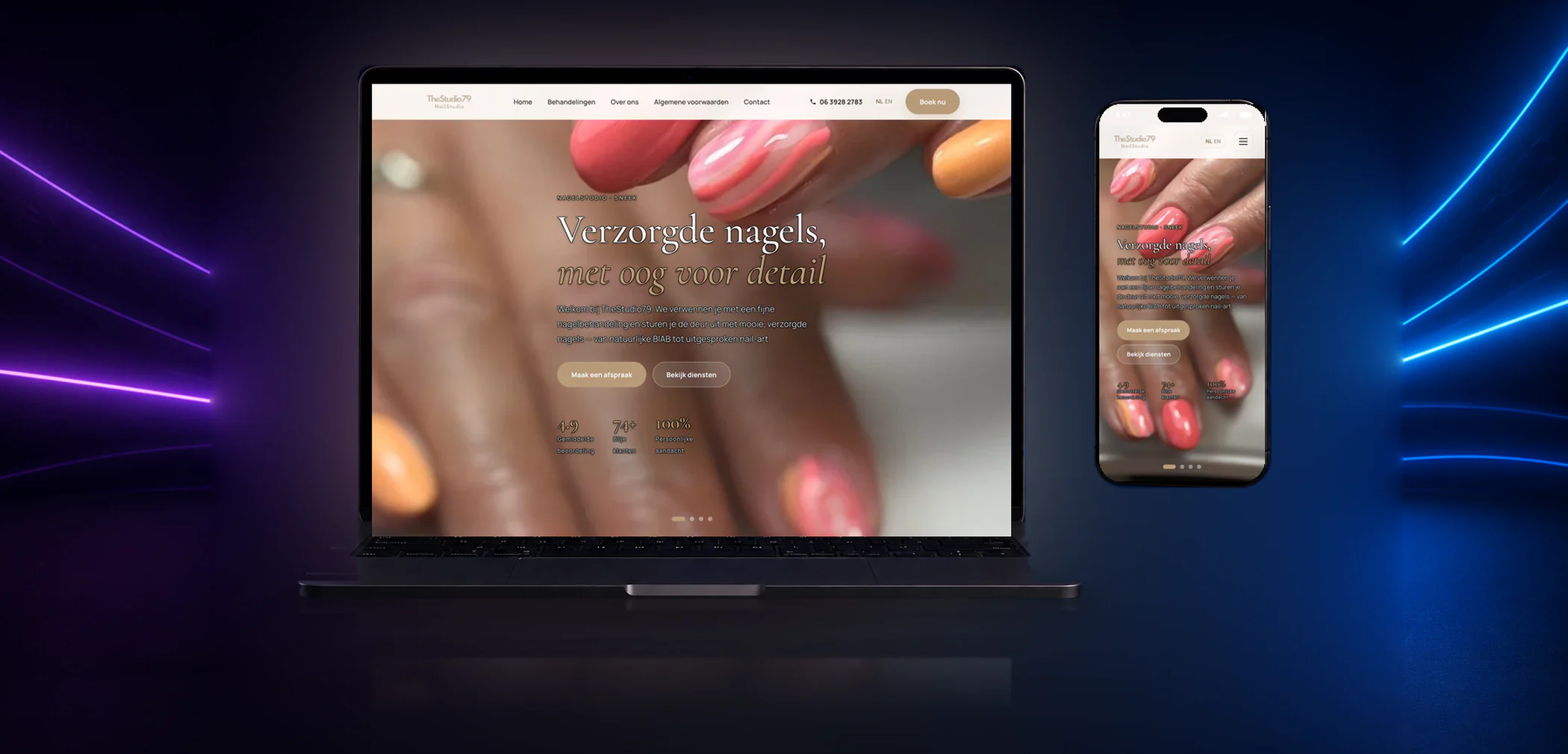 Nieuwe website van TheStudio79 op laptop en telefoon
