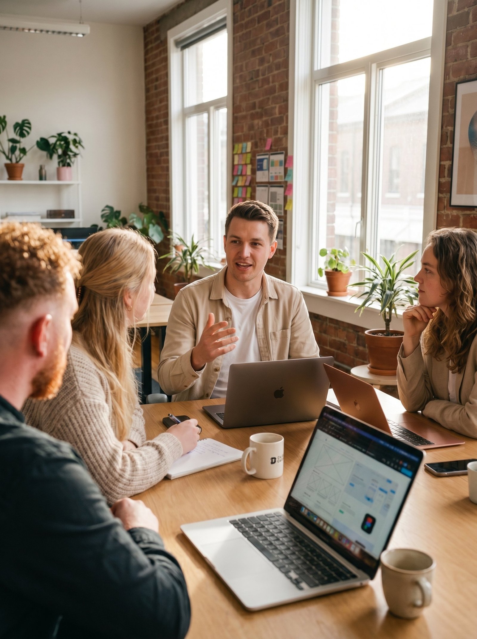 Het team van DPS Media in overleg over een nieuwe website