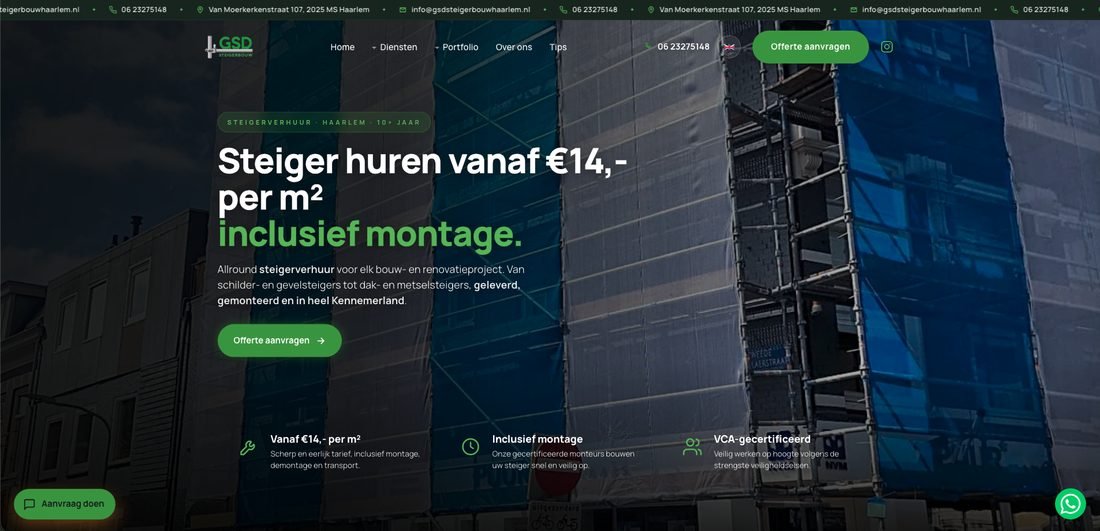 Website GSD Steigerbouw Haarlem — gemaakt door DPS Media